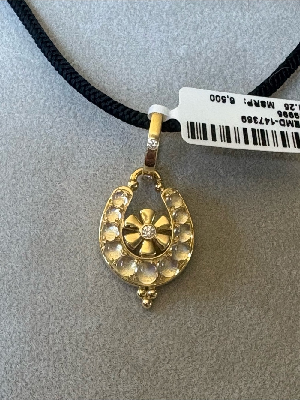 Temple St Clair 18K Gold Diamond and Moonstone Horseshoe Pendant